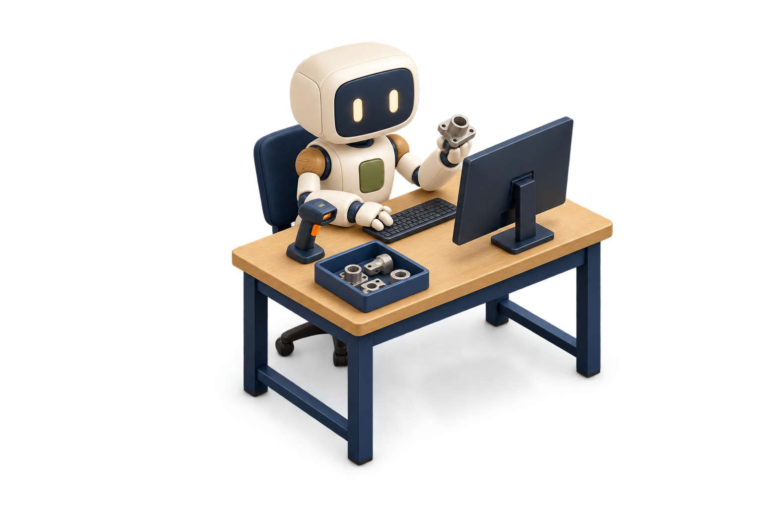 A Cobalt assistant at a workstation reviewing business records.